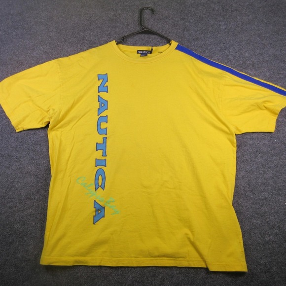 Nautica Other - Y2K Vintage Nautica Shirt Mens 2XL Yellow Calypso Bay Vertical Logo Made USA 90s